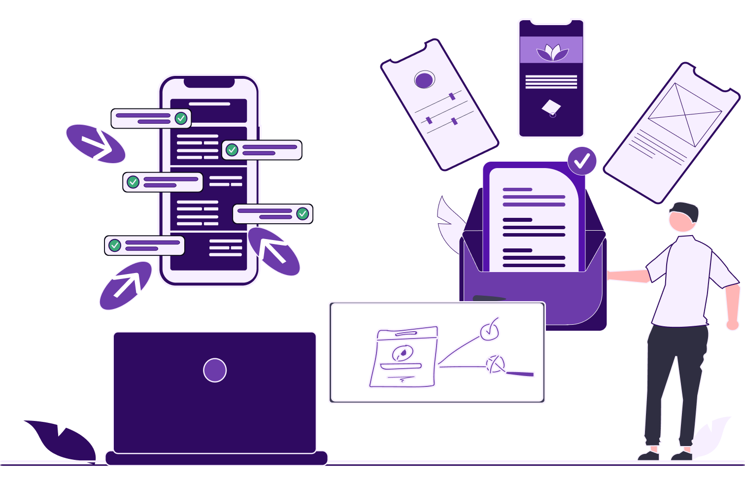 A person using a computer to write different technology related articles.